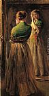 Joseph Rodefer De Camp Canvas Paintings - Girl with a Green Shawl